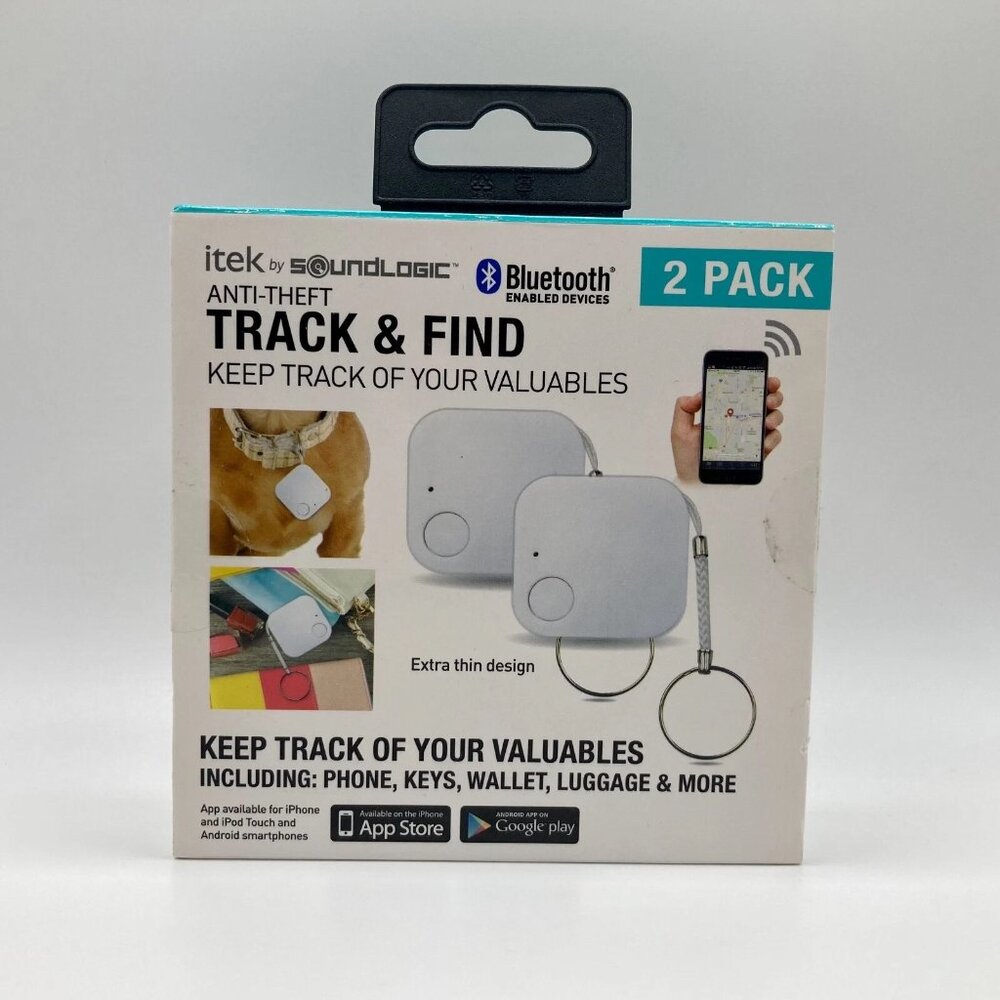 Itek by SoundLogic Anti-Theft Track & Find Tracker Keychain Bluetooth 2 Pack